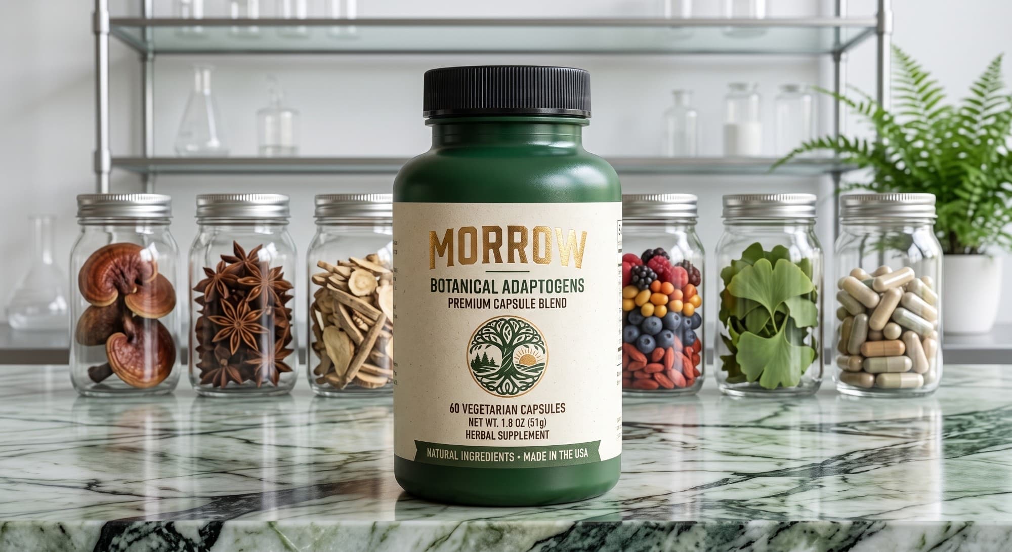 A green capsule bottle from a competing brand